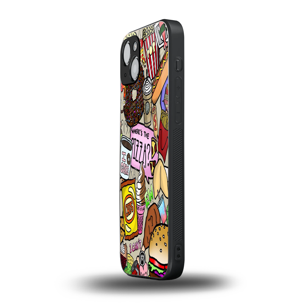tasty food collage back phone cover | glass case for iphone 15 plus