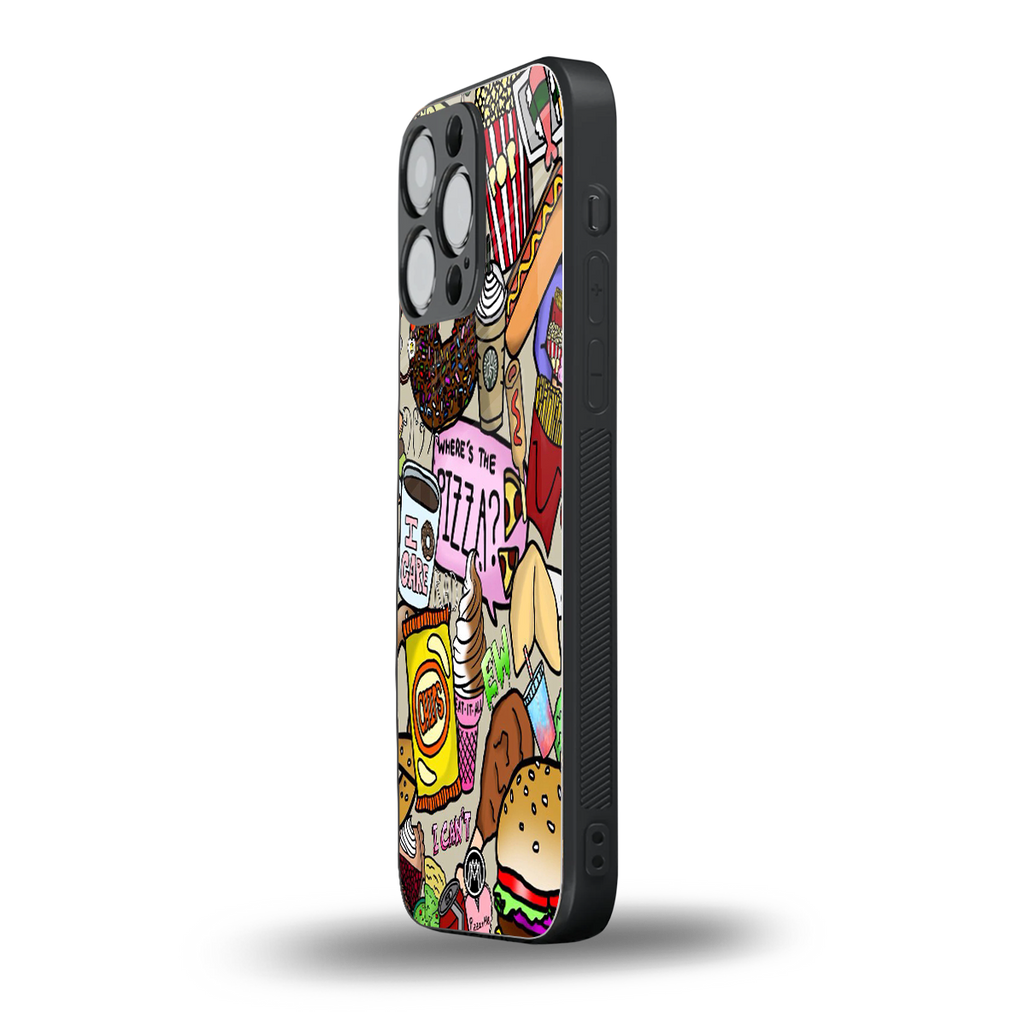 tasty food collage back phone cover | glass case for iphone 14 pro max