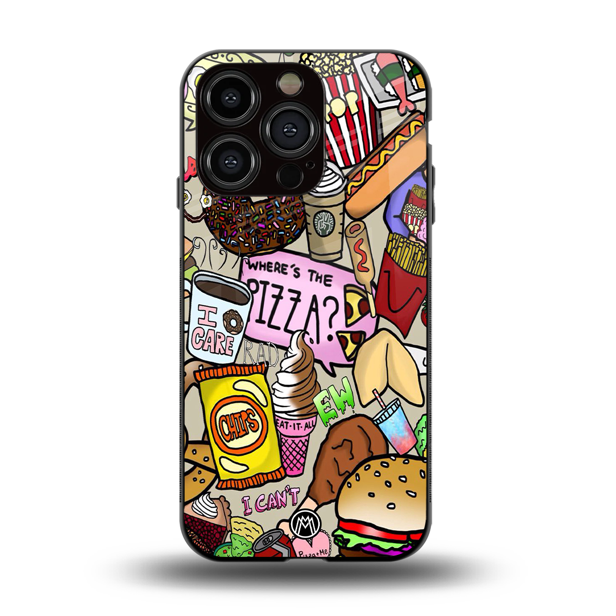 tasty food collage back phone cover | glass case for iphone 15 pro