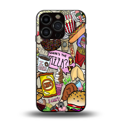 tasty food collage back phone cover | glass case for iphone 15 pro