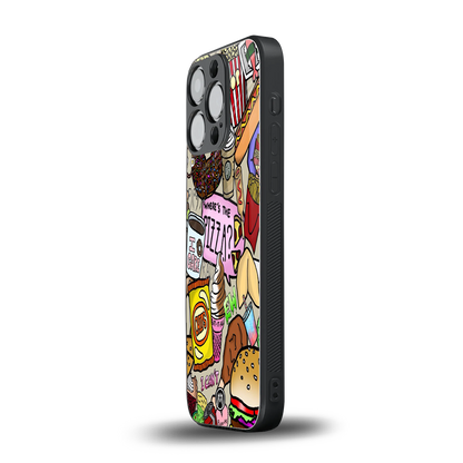 tasty food collage back phone cover | glass case for iphone 15 pro