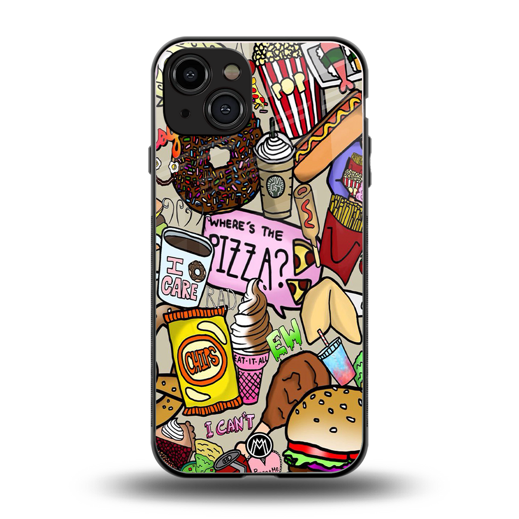 tasty food collage back phone cover | glass case for iphone 15