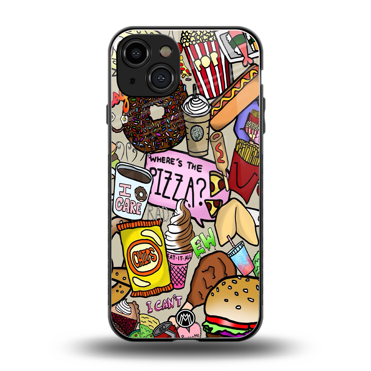 tasty food collage back phone cover | glass case for iphone 15