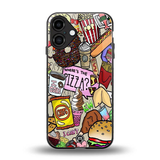 tasty food collage back phone cover | glass case for iphone 16 plus