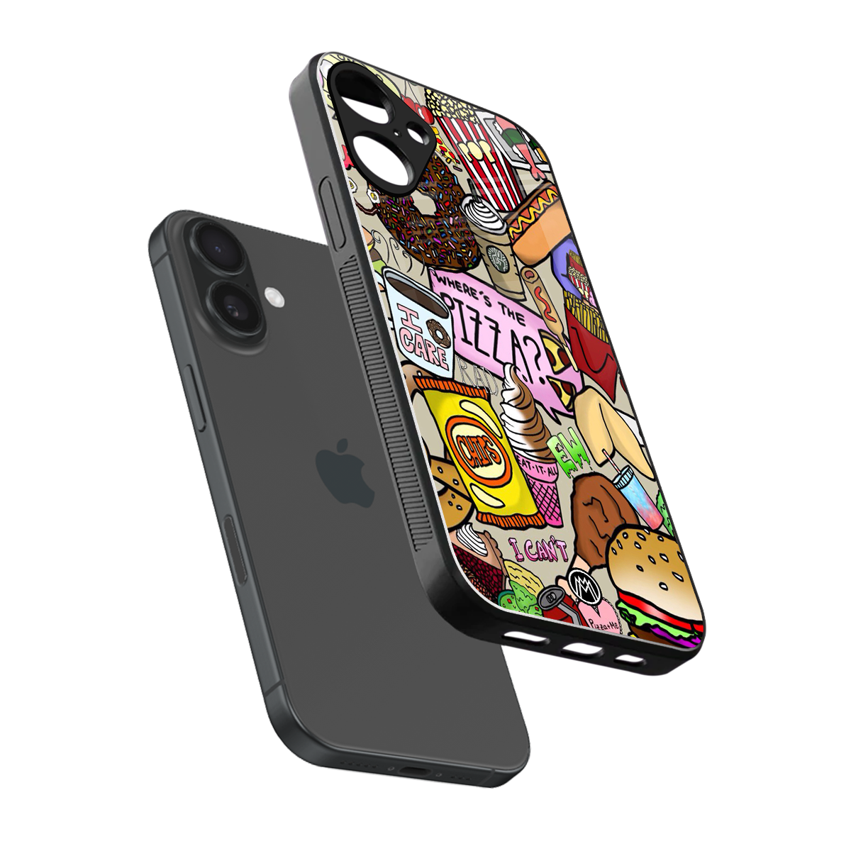 tasty food collage back phone cover | glass case for iphone 16 plus