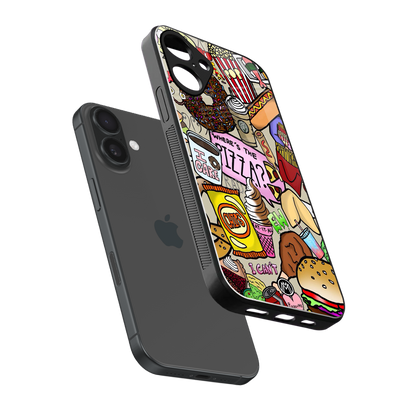 tasty food collage back phone cover | glass case for iphone 16 plus