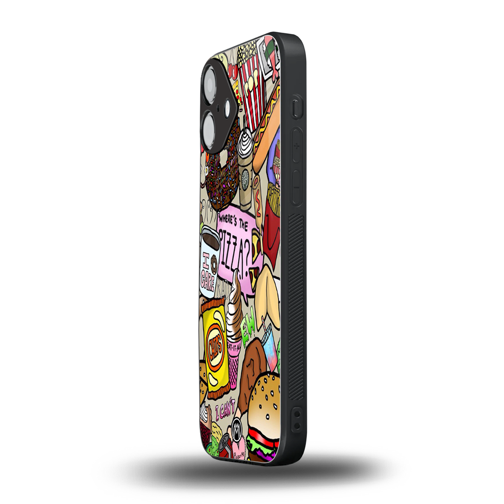 tasty food collage back phone cover | glass case for iphone 16 plus