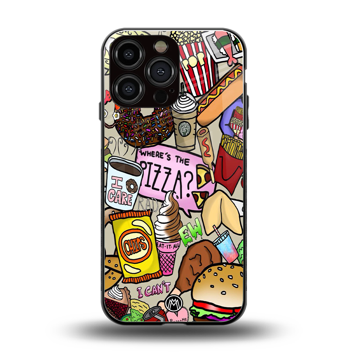 tasty food collage back phone cover | glass case for iphone 16 pro max