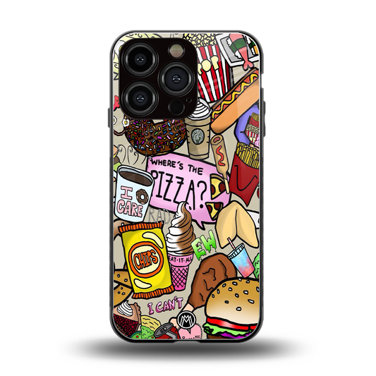 tasty food collage back phone cover | glass case for iphone 16 pro