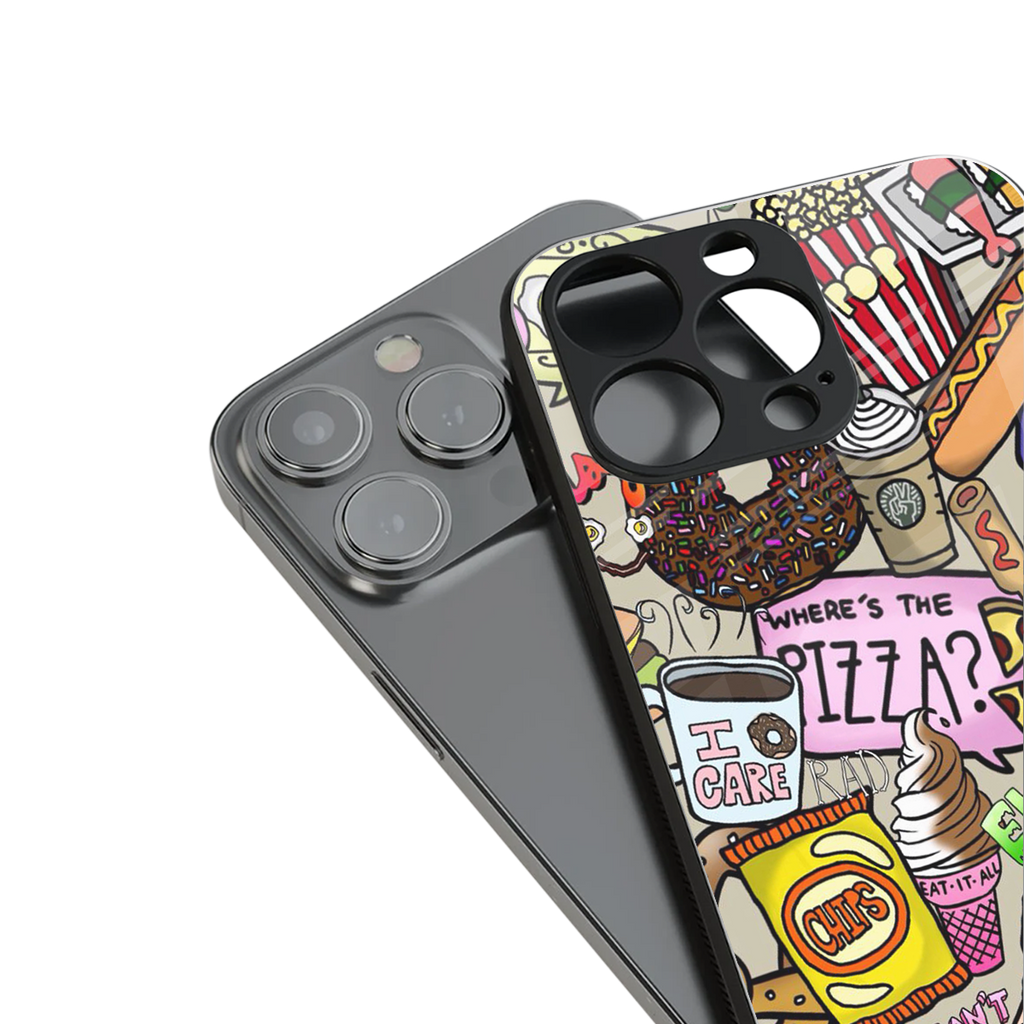 tasty food collage back phone cover | glass case for iphone 14 pro max