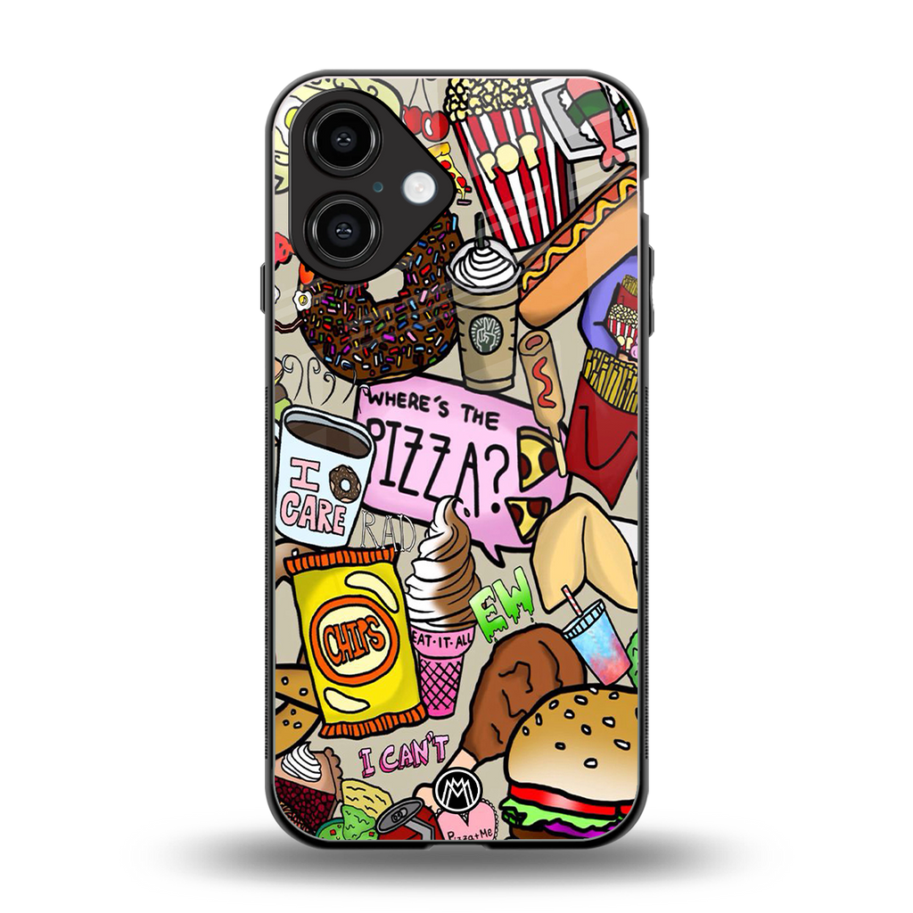 tasty food collage back phone cover | glass case for iphone 16