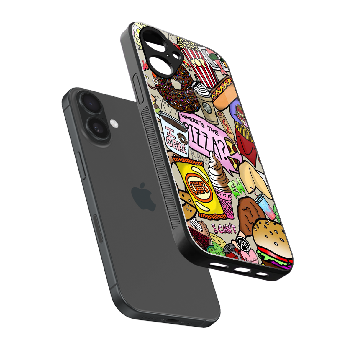 tasty food collage back phone cover | glass case for iphone 16