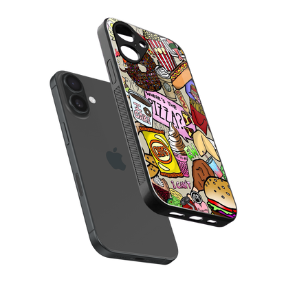 tasty food collage back phone cover | glass case for iphone 16