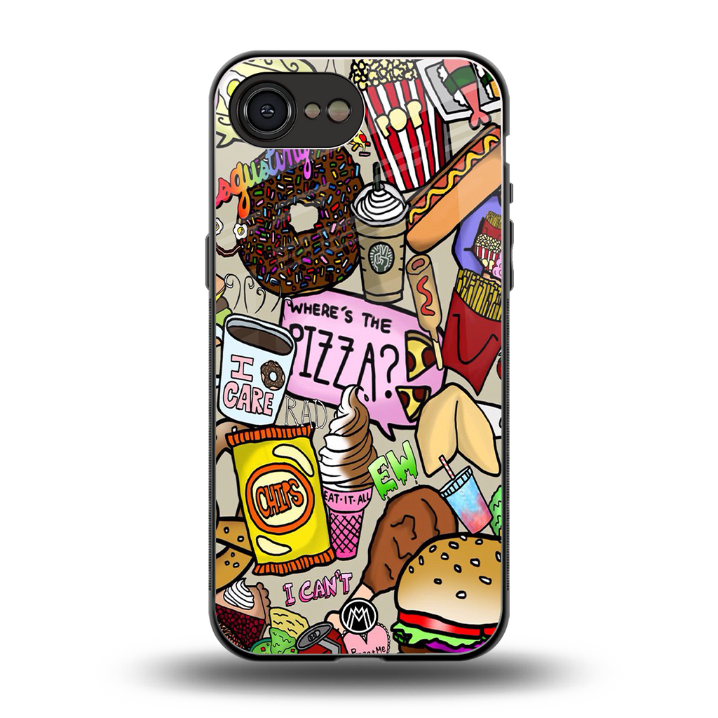 tasty food collage back phone cover | glass case for iphone 16e