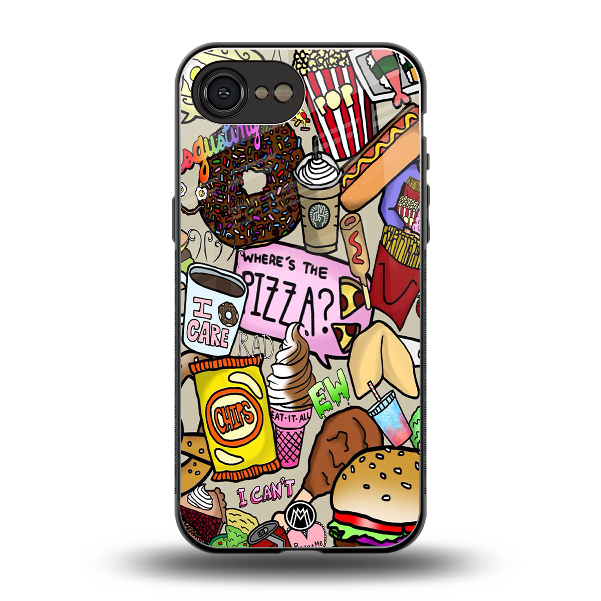 tasty food collage back phone cover | glass case for iphone 16e