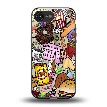 tasty food collage back phone cover | glass case for iphone 16e
