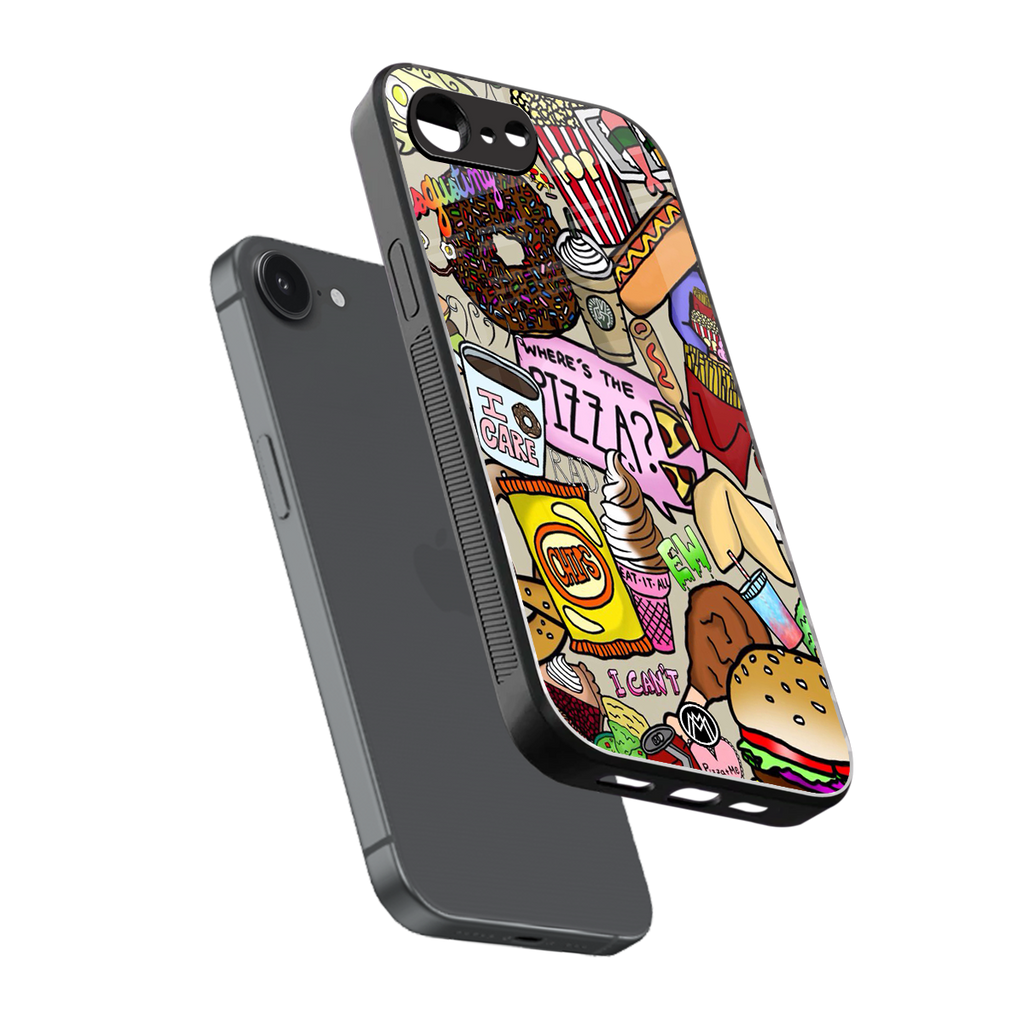 tasty food collage back phone cover | glass case for iphone 16e