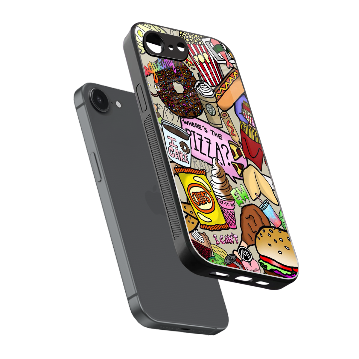 tasty food collage back phone cover | glass case for iphone 16e