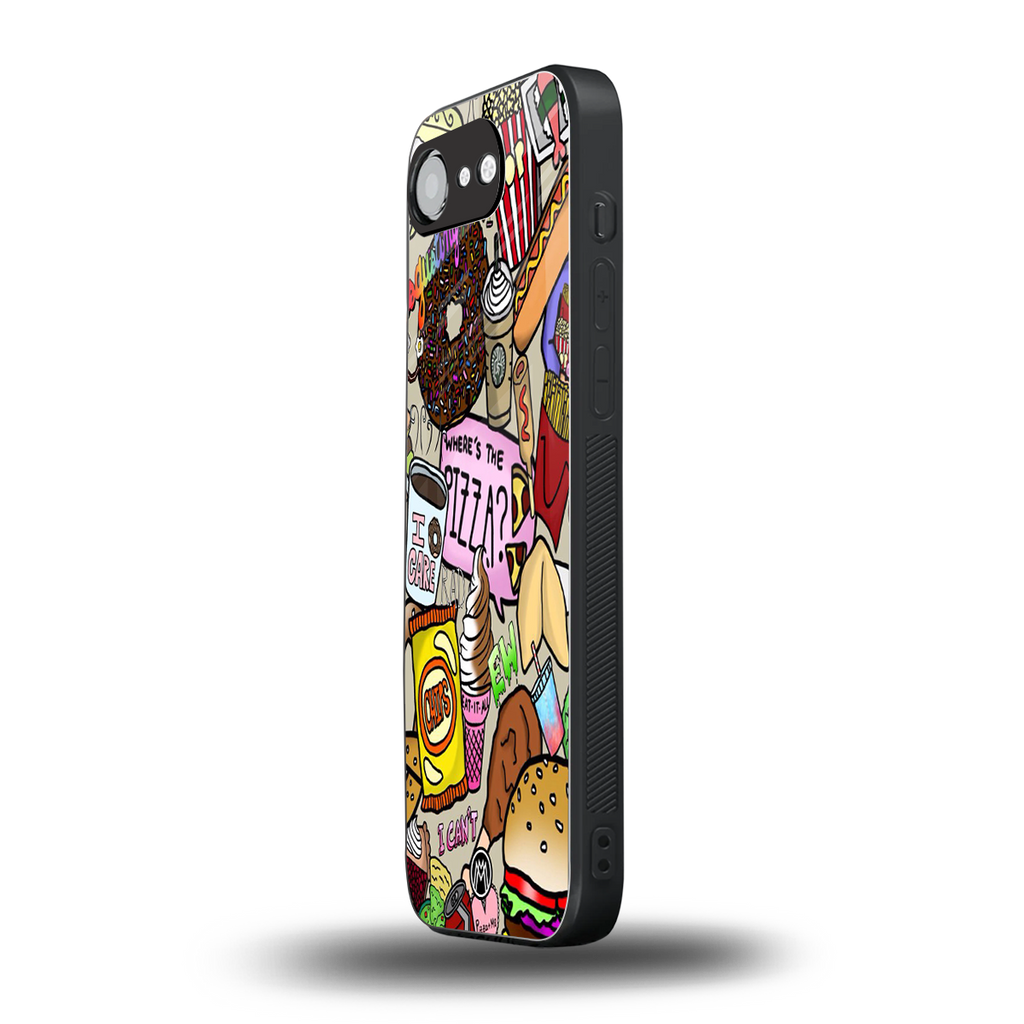 tasty food collage back phone cover | glass case for iphone 16e