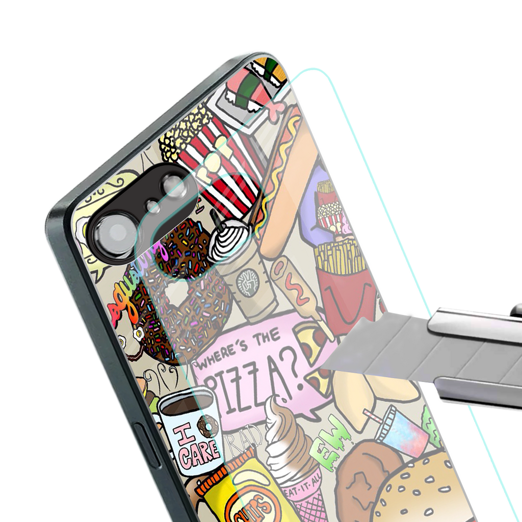 tasty food collage back phone cover | glass case for iphone 16e