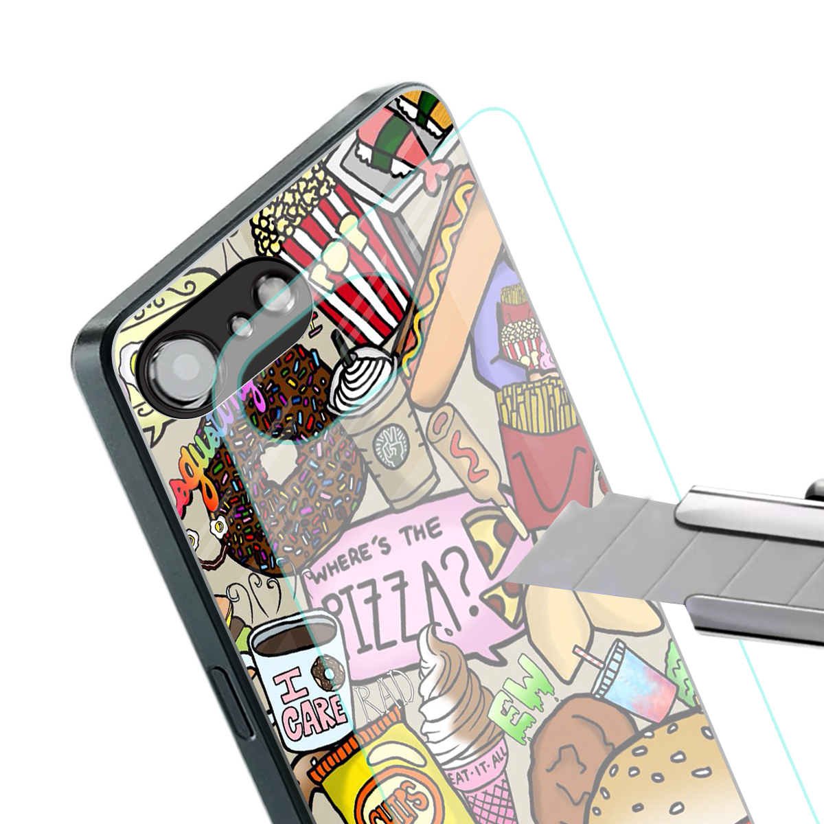 tasty food collage back phone cover | glass case for iphone 16e