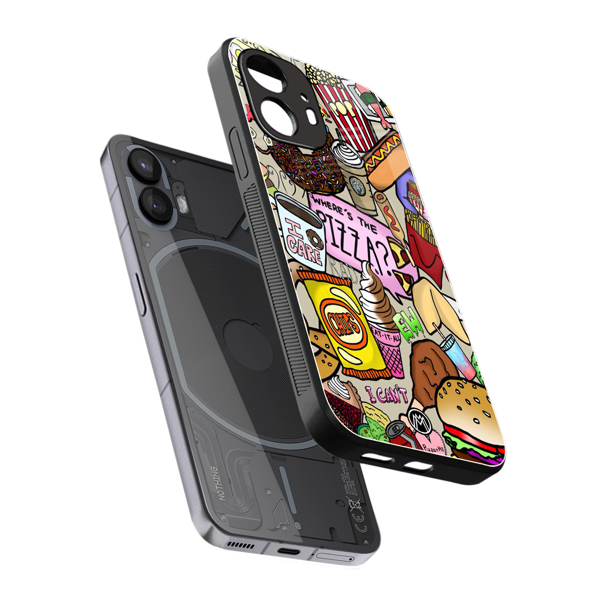 tasty food collage back phone cover | glass case for nothing phone 2