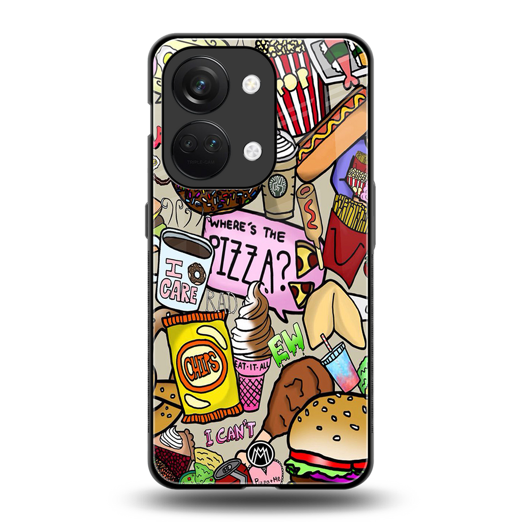 tasty food collage back phone cover | glass case for oneplus nord 3