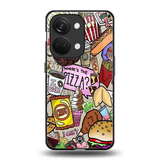 tasty food collage back phone cover | glass case for oneplus nord 3