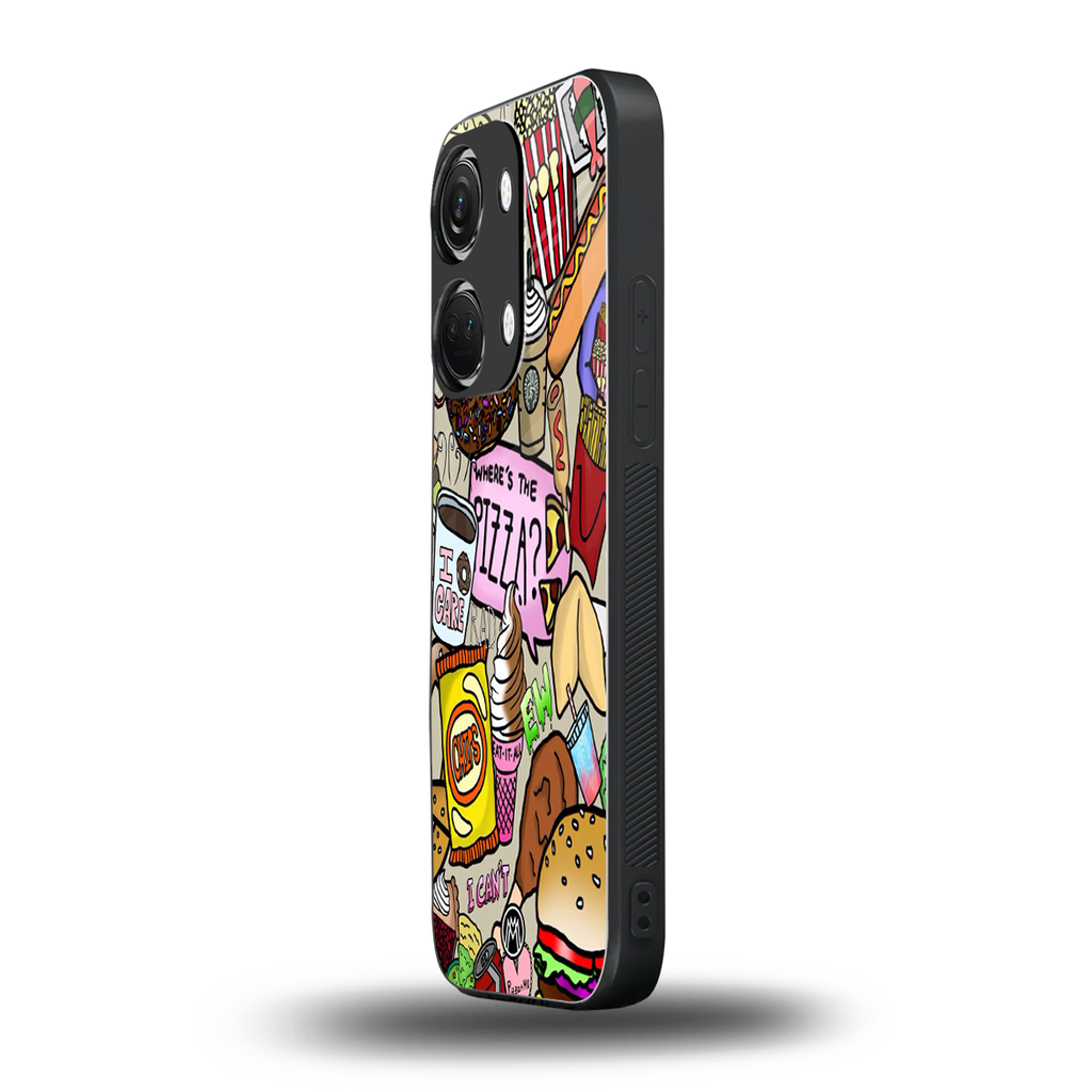 tasty food collage back phone cover | glass case for oneplus nord 3