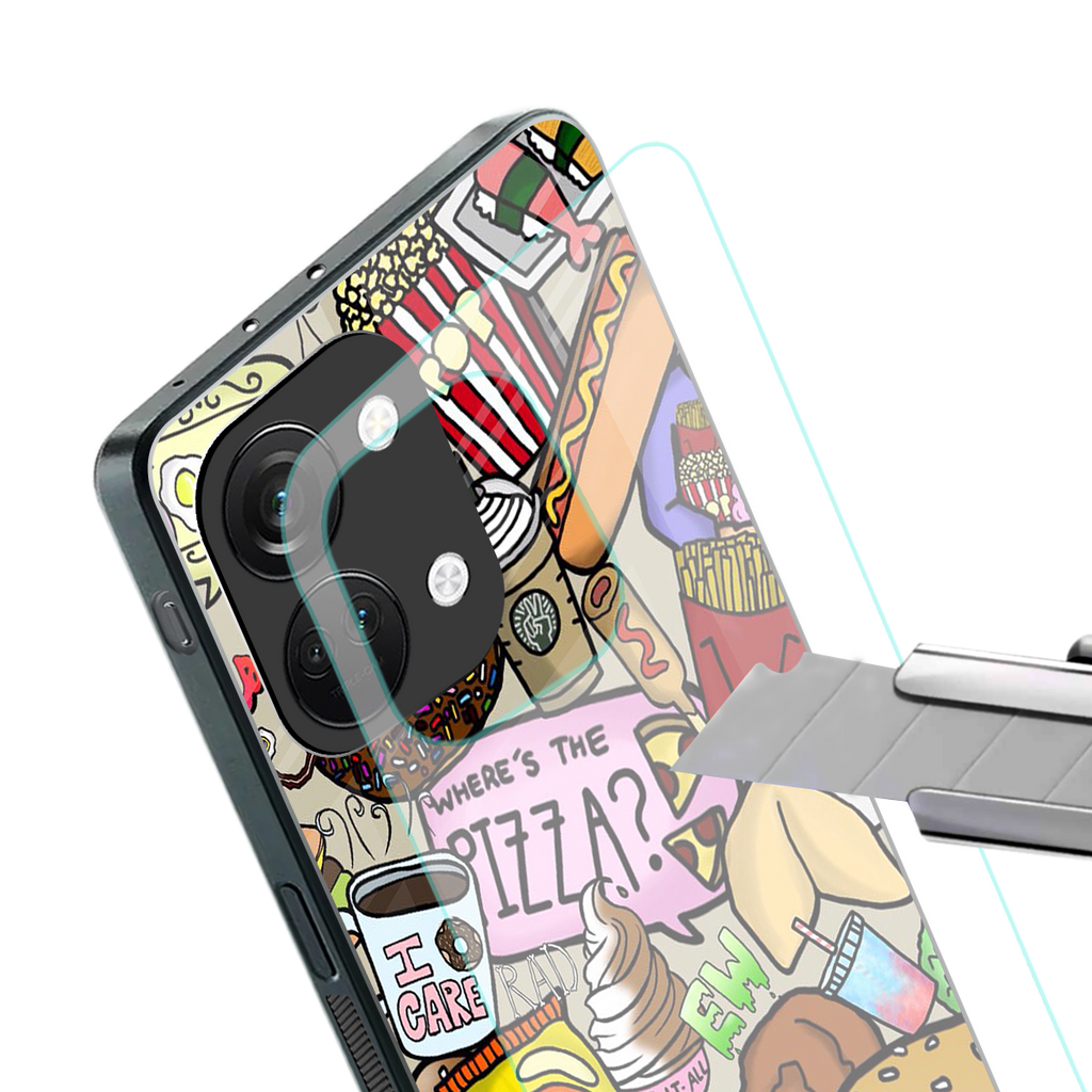 tasty food collage back phone cover | glass case for oneplus nord 3