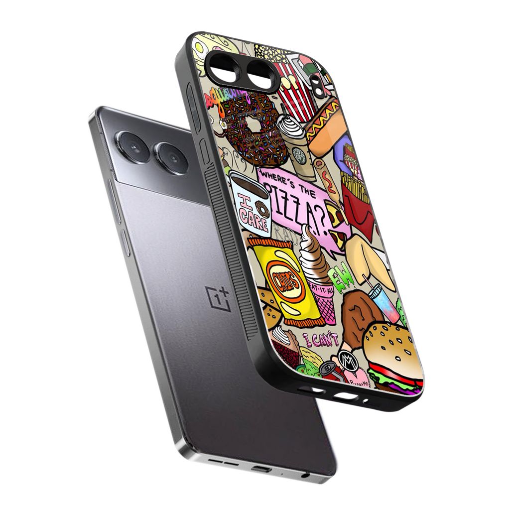 tasty food collage back phone cover | glass case for oneplus nord 4