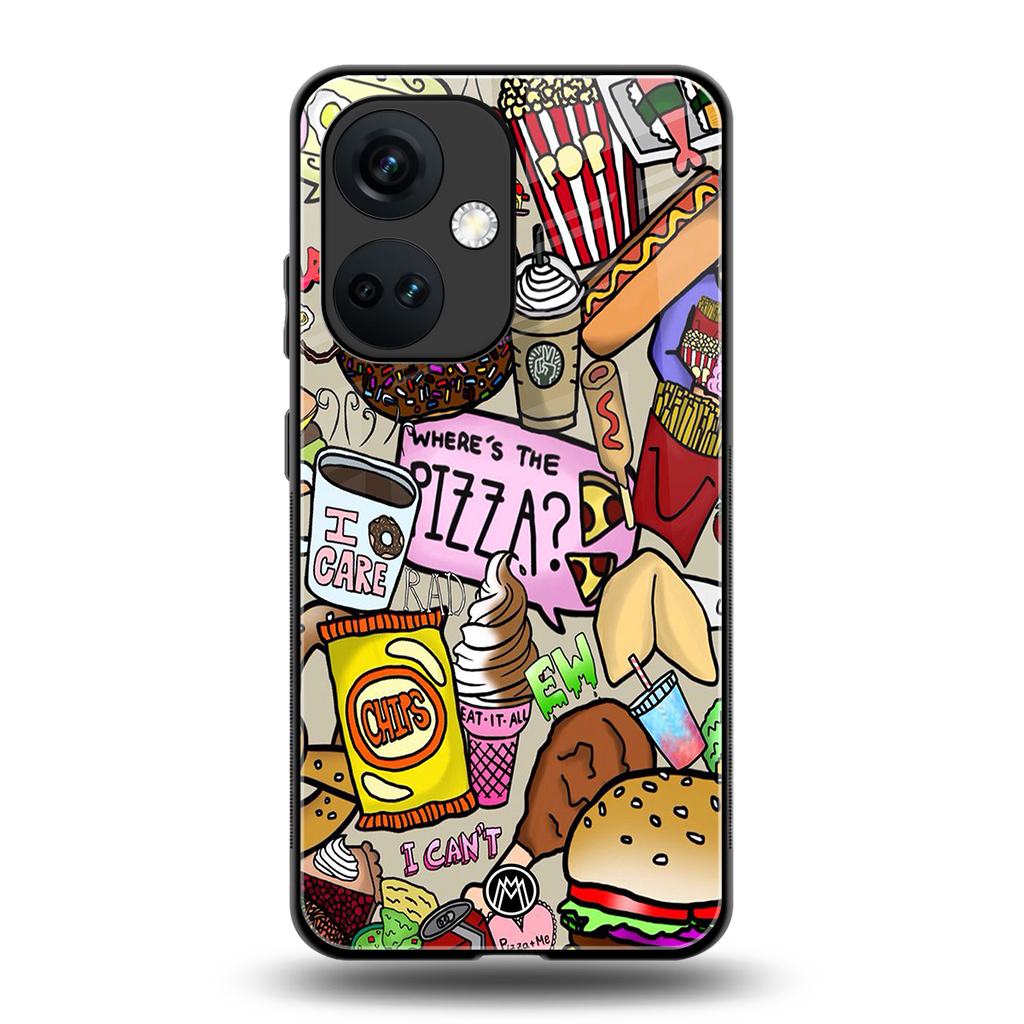 tasty food collage back phone cover | glass case for oneplus nord ce 3