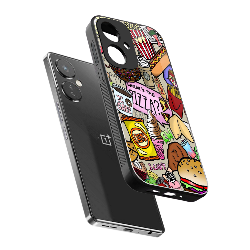 tasty food collage back phone cover | glass case for oneplus nord ce 3