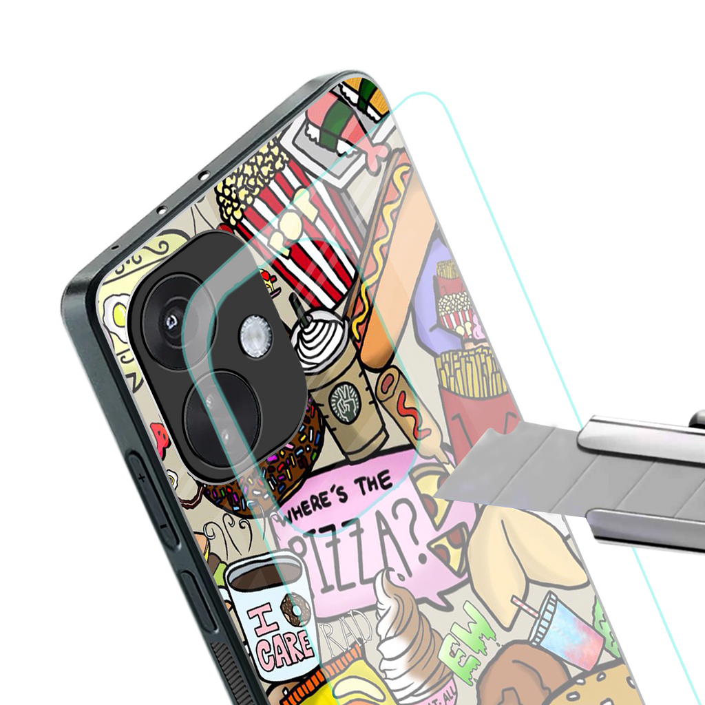 tasty food collage back phone cover | glass case for oneplus nord ce 3