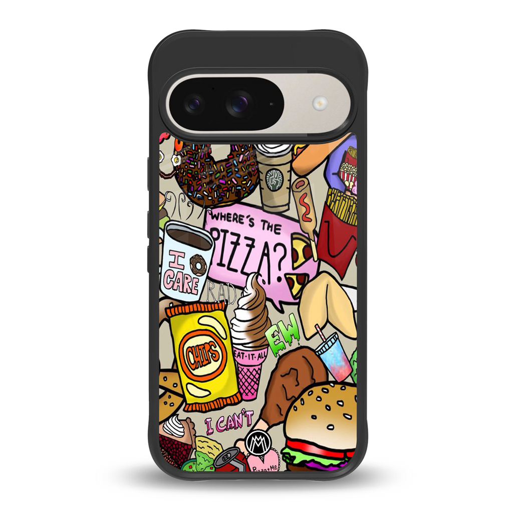 tasty food collage back phone cover | glass case for google pixel 9