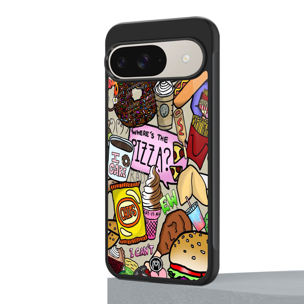 tasty food collage back phone cover | glass case for google pixel 9