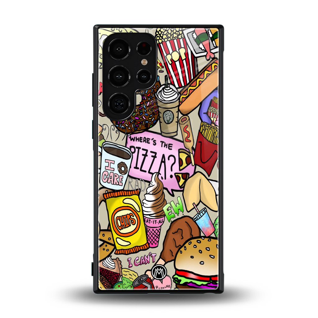 tasty food collage back phone cover | glass case for samsung galaxy s23 ultra