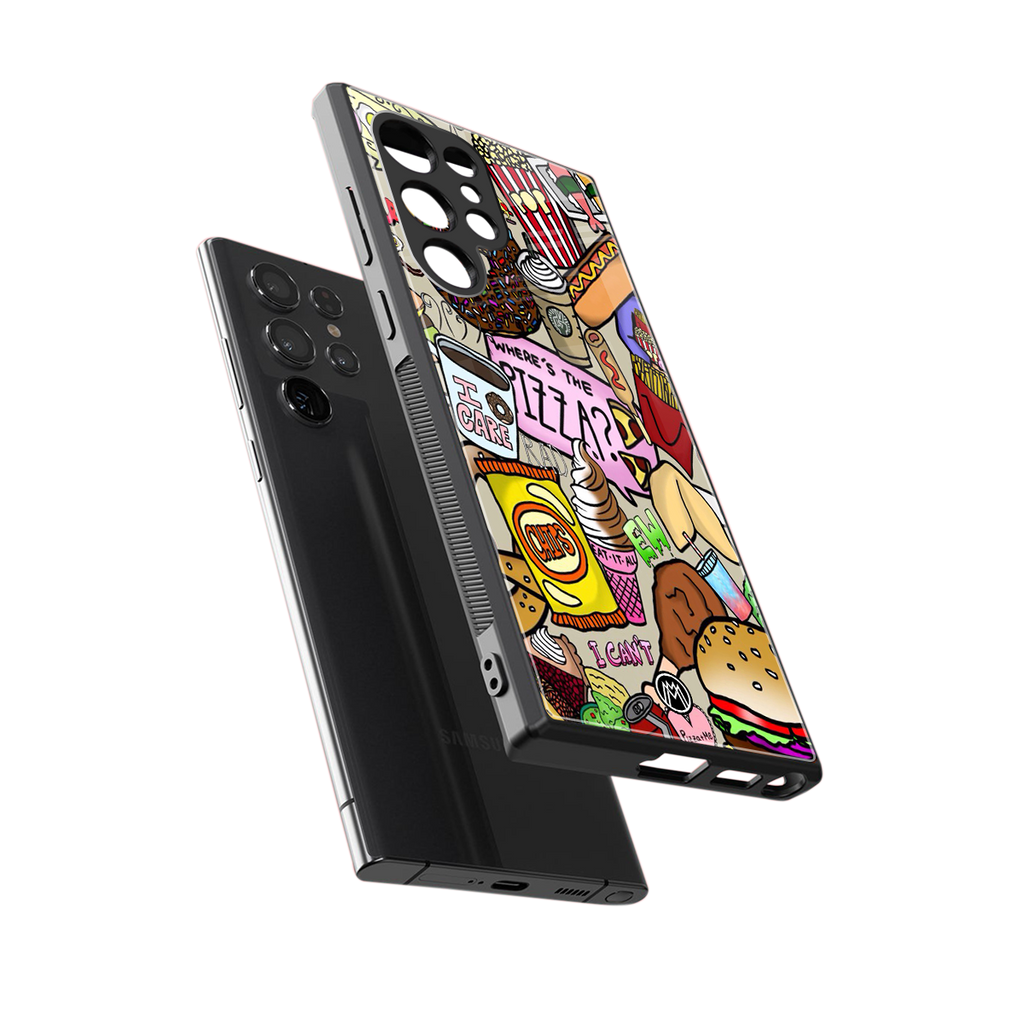 tasty food collage back phone cover | glass case for samsung galaxy s23 ultra