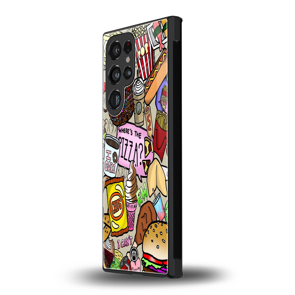 tasty food collage back phone cover | glass case for samsung galaxy s23 ultra