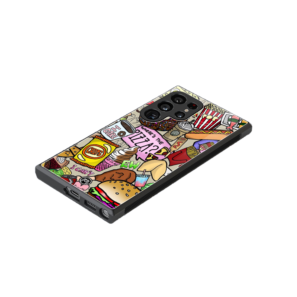 tasty food collage back phone cover | glass case for samsung galaxy s23 ultra