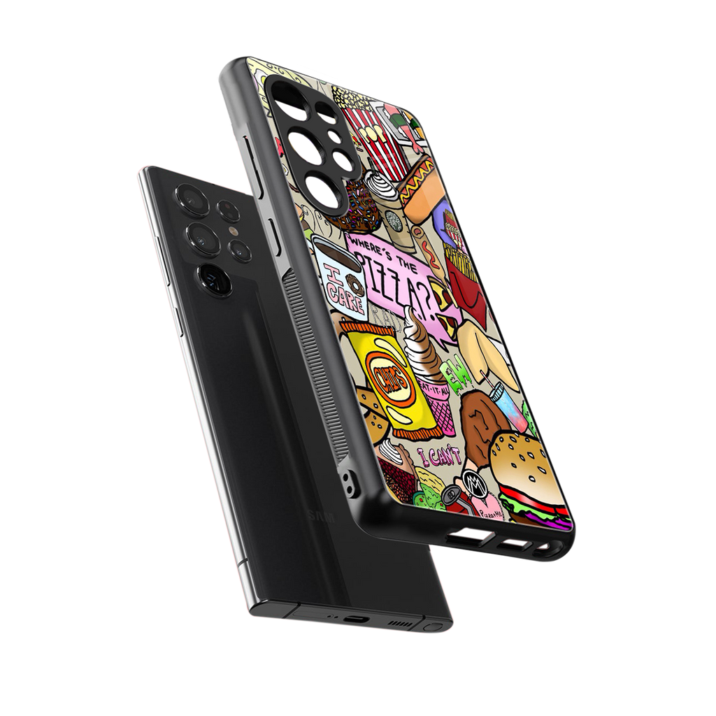 tasty food collage back phone cover | glass case for samsung galaxy s25 ultra