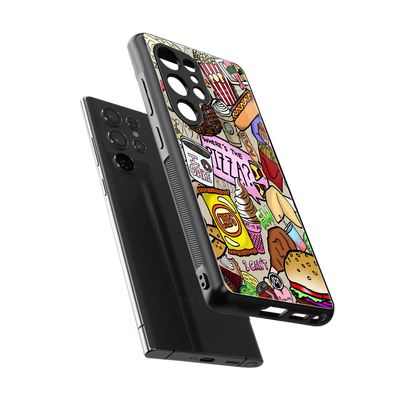 tasty food collage back phone cover | glass case for samsung galaxy s25 ultra