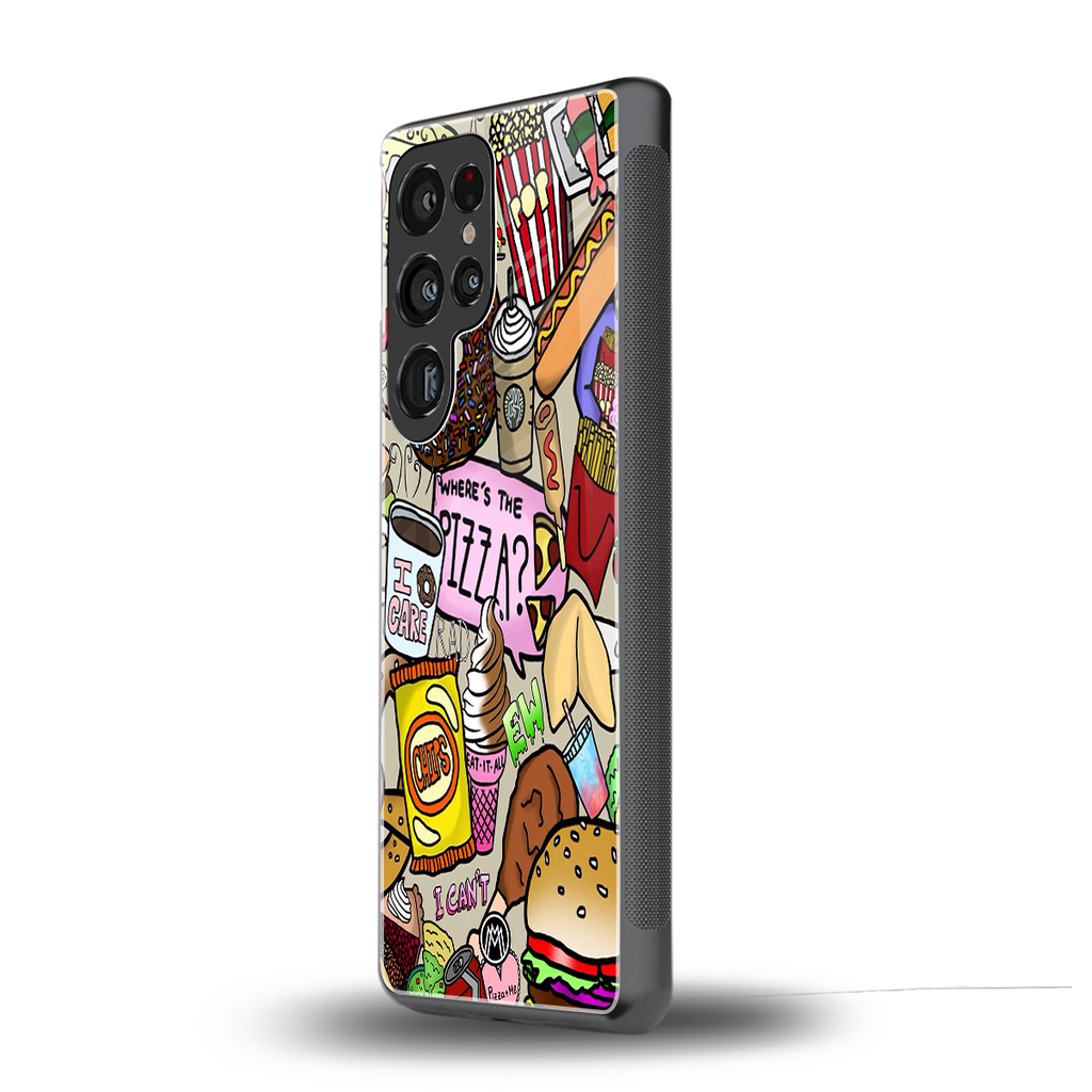 tasty food collage back phone cover | glass case for samsung galaxy s25 ultra
