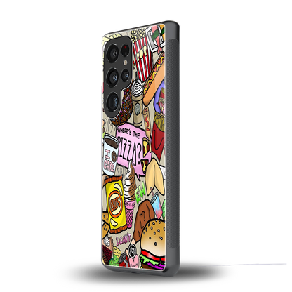 tasty food collage back phone cover | glass case for samsung galaxy s25 ultra