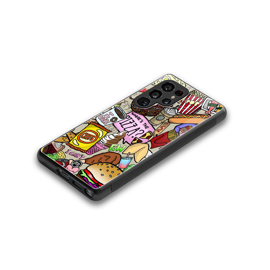 tasty food collage back phone cover | glass case for samsung galaxy s25 ultra