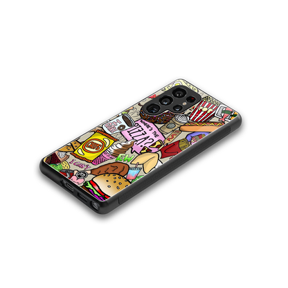 tasty food collage back phone cover | glass case for samsung galaxy s25 ultra
