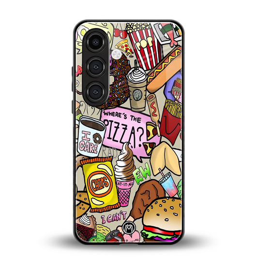 tasty food collage back phone cover | glass case for samsung galaxy s23