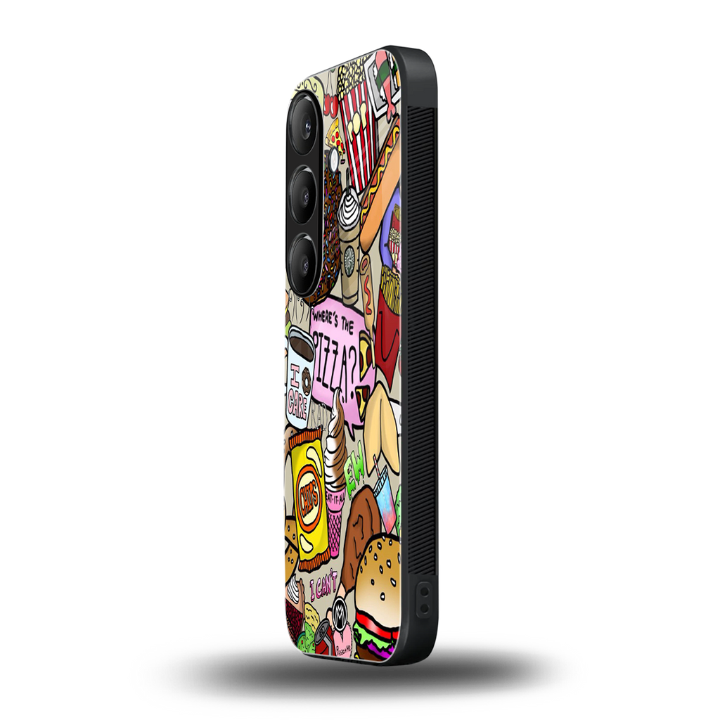 tasty food collage back phone cover | glass case for samsung galaxy s24 fe