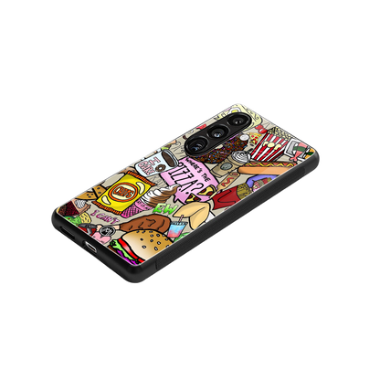 tasty food collage back phone cover | glass case for samsung galaxy s24 fe