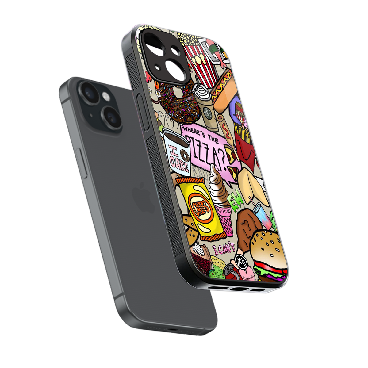tasty food collage back phone cover | glass case for iphone 15